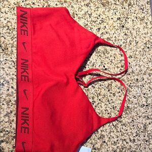 Nike Red Scoop-Back Sports Bra with Logo Band
